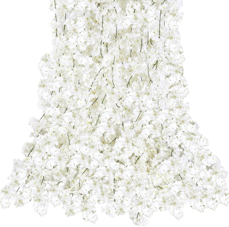 Sggvecsy Cherry Blossom Garland Artificial Cherry Flower Vines 8 Pack Hanging