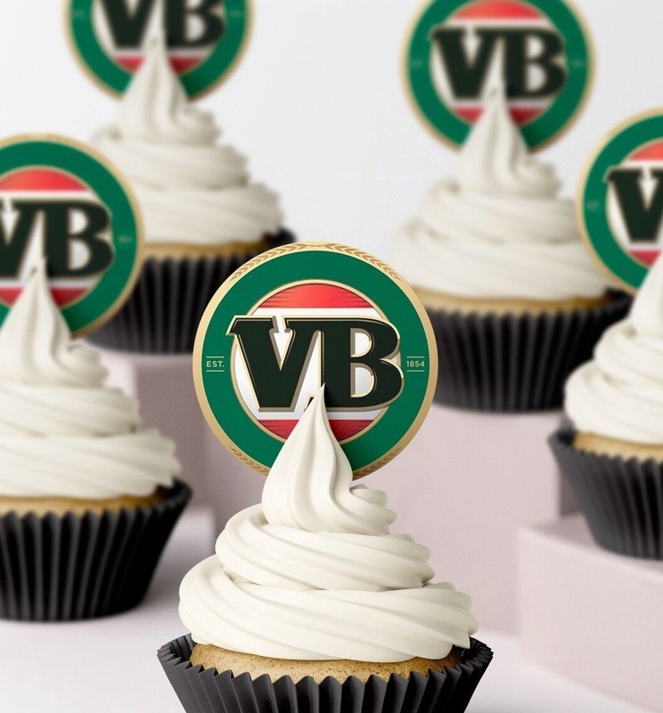 Edible VB Beer cupcake Topper Birthday Decorations