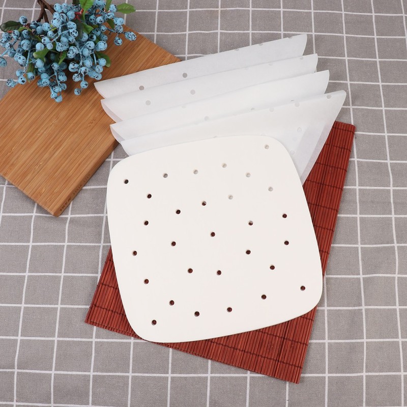White Reusable Steamer Paper Air Fryer Liner Food Grade Non Stick Sheets gallery
