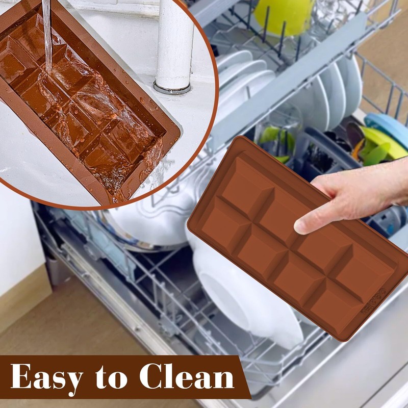 2 Pack Deep Chocolate Bar Molds Large Thick Silicone 8 Snap Stuffed Knafeh gallery