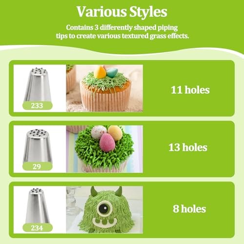 6 Pcs Grass Piping Tips,Cake Decorating Tips,Stainless Steel DIY Piping Icing gallery