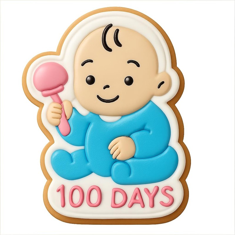 100 Day Holding Rattle Cookie Cutter & Stamp, Fondant & Clay - 4x3 gallery