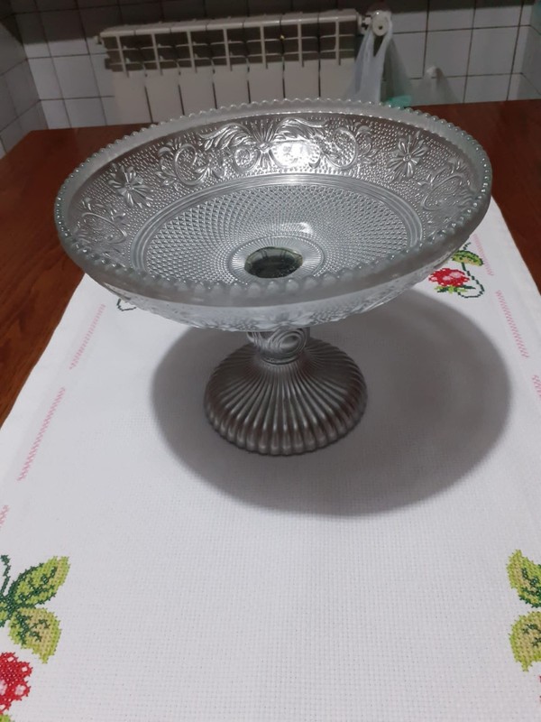 DECORATED GLASS STAND, COOKIE HOLDER, SWEETS, CANDY BRAND: TONOSUTONO, D.20 CM