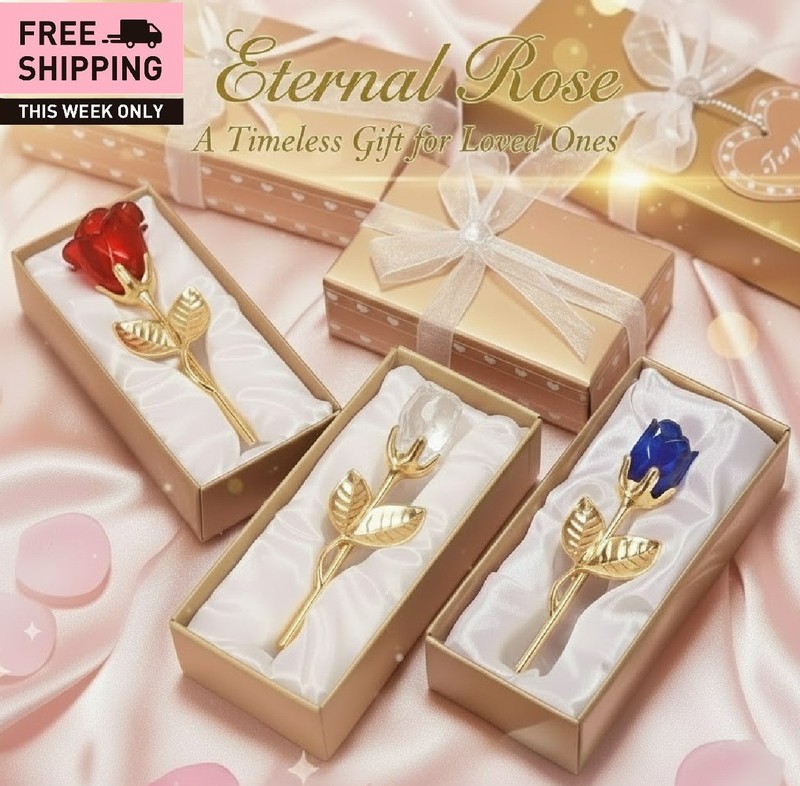 Crystal Rose Flower Gift For Her Valentine’s Anniversary Birthday FREE Gift Box