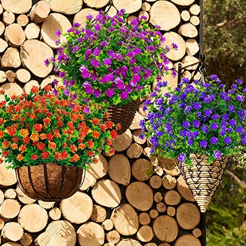 Bundles Outdoor Artificial Fake Flowers No Fade UV Resistant Faux 8 Fushia gallery