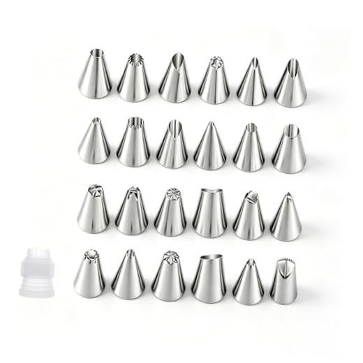 24-Piece Piping Tips Set, Seamless Stainless Steel Cake Decorating Kit, Tips gallery