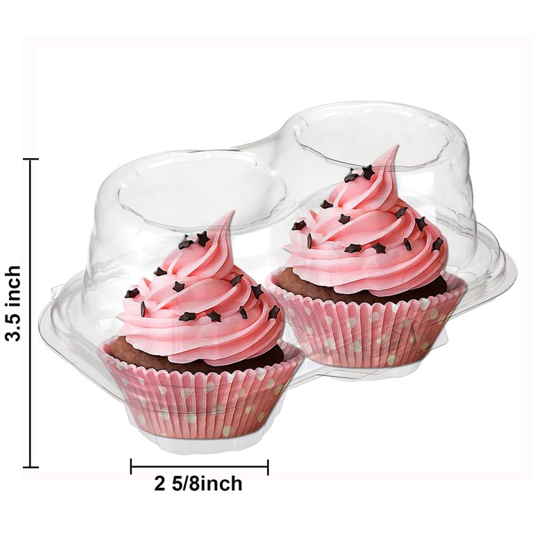 60 Count 2-Compartment Plastic Cupcake Containers Disposable with Connected A... gallery