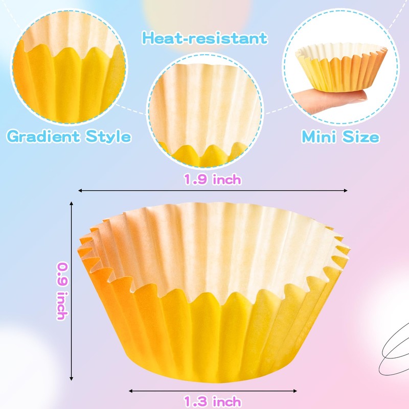 600 PCS Mini Gradient Cupcake Liners Orange Blue Green 10 Styles Baby Shower gallery