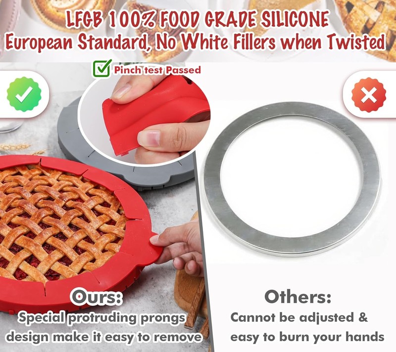 Webake Pie Crust Protector Shield Adjustable 2. Shield, Red + Grey gallery