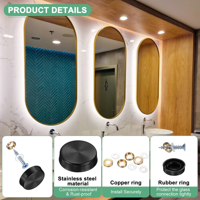 20-Pack Screw Covers Caps, 0.63" Dia Decorative Mirror Screws Cap [Black] gallery