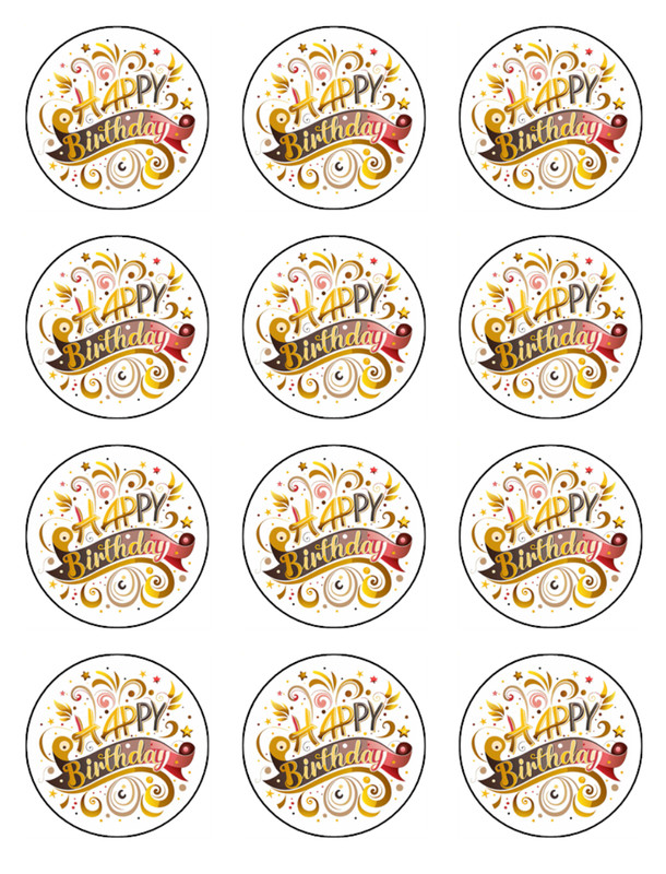 Happy Birthday Cupcake Toppers Wafer Birthday Cake Decorations (8 Designs) gallery