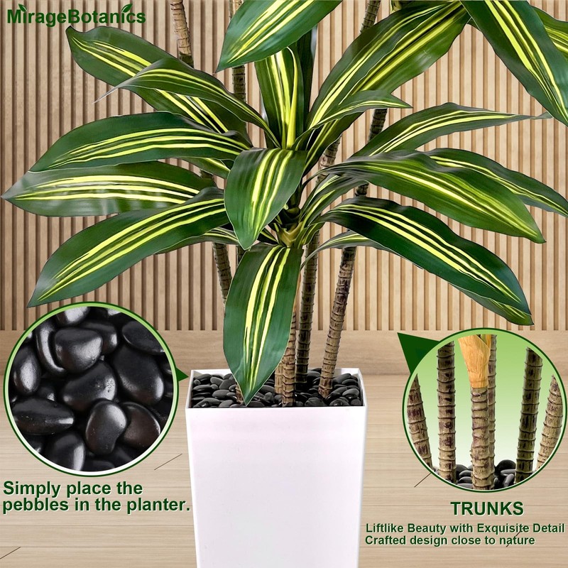 Miragebotanics Artificial Dracaena Tree 7Ft Tall Fake Plant Whiteplanter - gallery