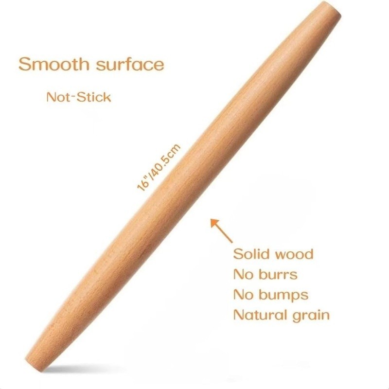 Beechwood Rolling Pin Tapered Design Durable Dough Roller Baking Pastry Cookies gallery