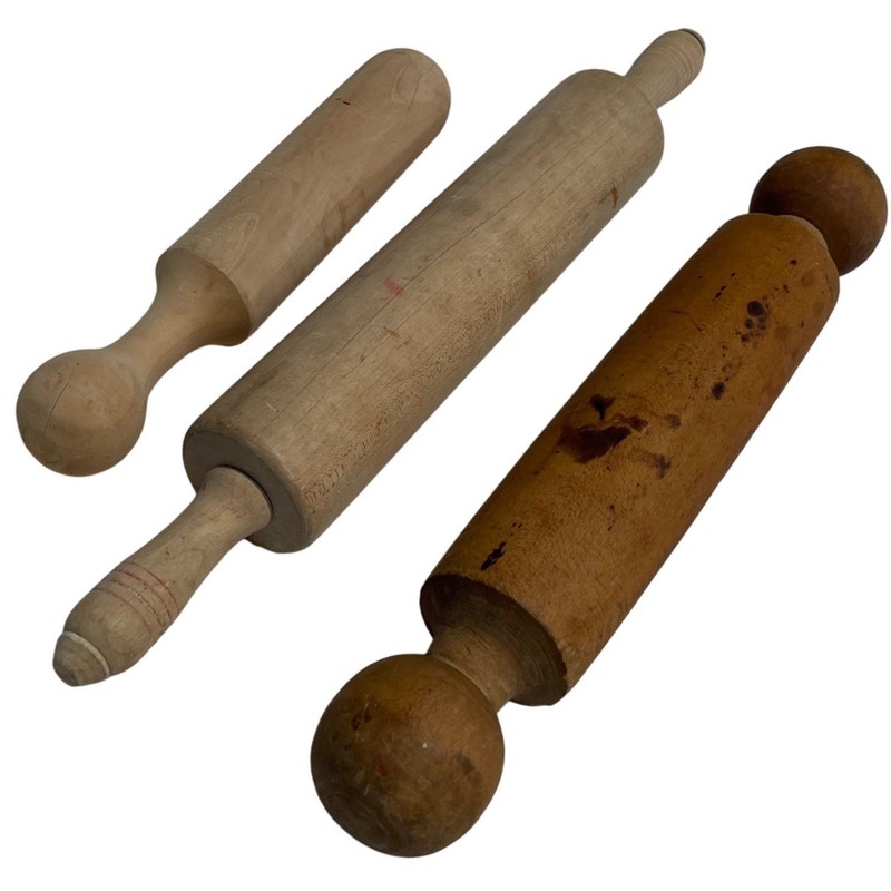 Vintage Wooden Rolling Pin Pestle Masher Set of 3 Primitive Farmhouse Kitchen