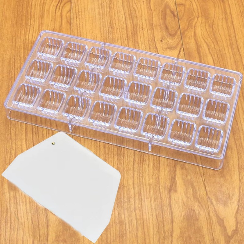 24 Grid Polycarbonate Chocolate Candy Making Mold Scraper Cylindrical Corrugat