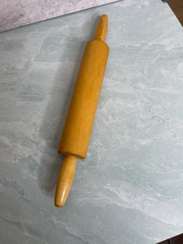 Vintage 70's EKCO Wooden Rolling Pin Wood Handles Made In USA Rustic Kitchenware gallery