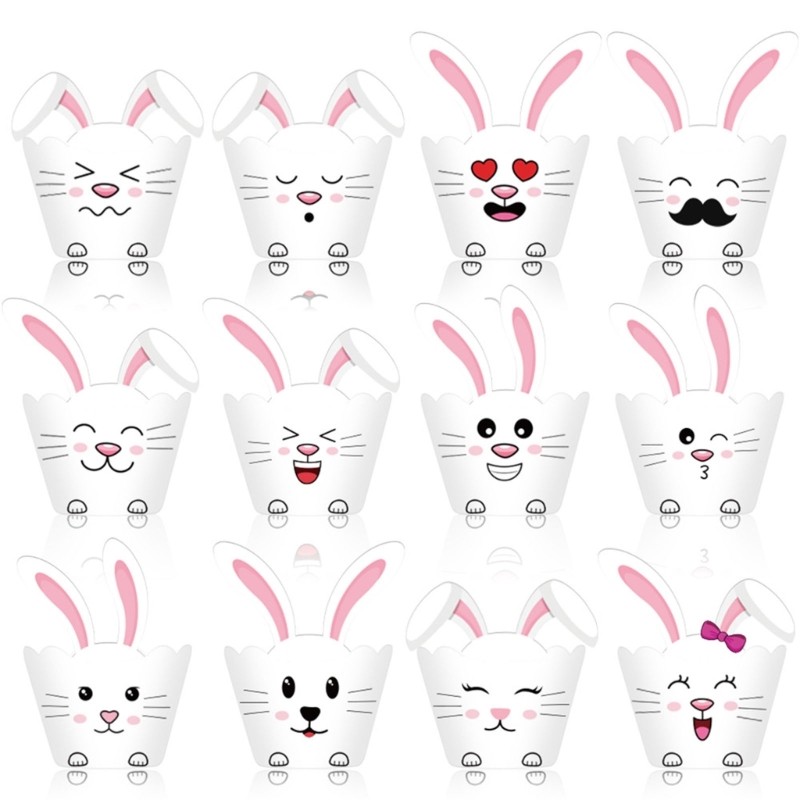 Pack of 120 Elegant Rabbit Cupcake Wrappers for Easters Baby Showers Cake Decors gallery