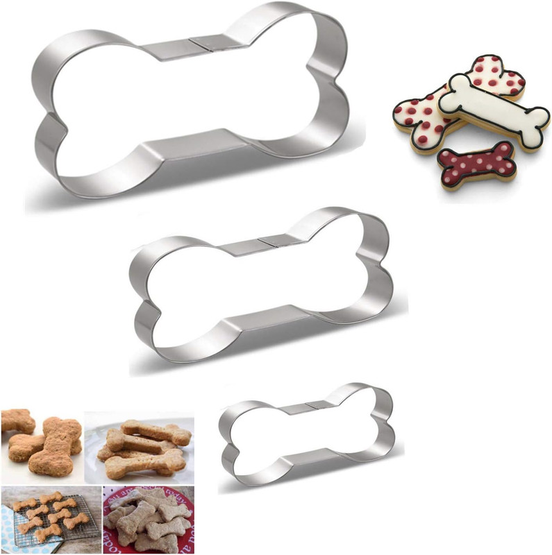 Stainless Steel Metal Dog Bone Shape Cookie Cutter Set, Puppy Crafts Biscuit Mol gallery