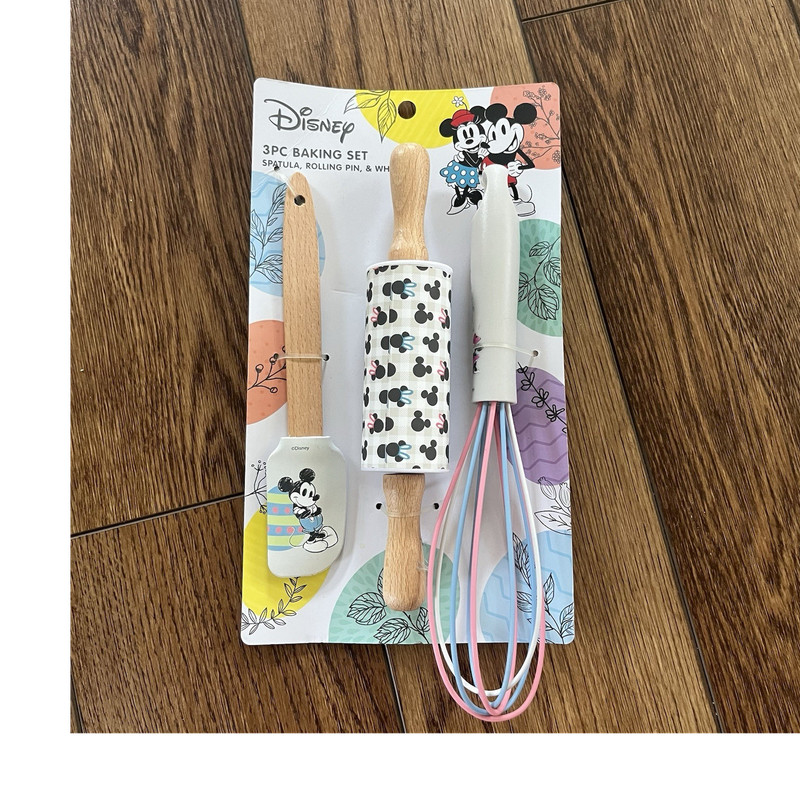 Disney Mickey Mouse 3PC Baking Set Rolling Pin Spatula Whisk Non-Stick gallery