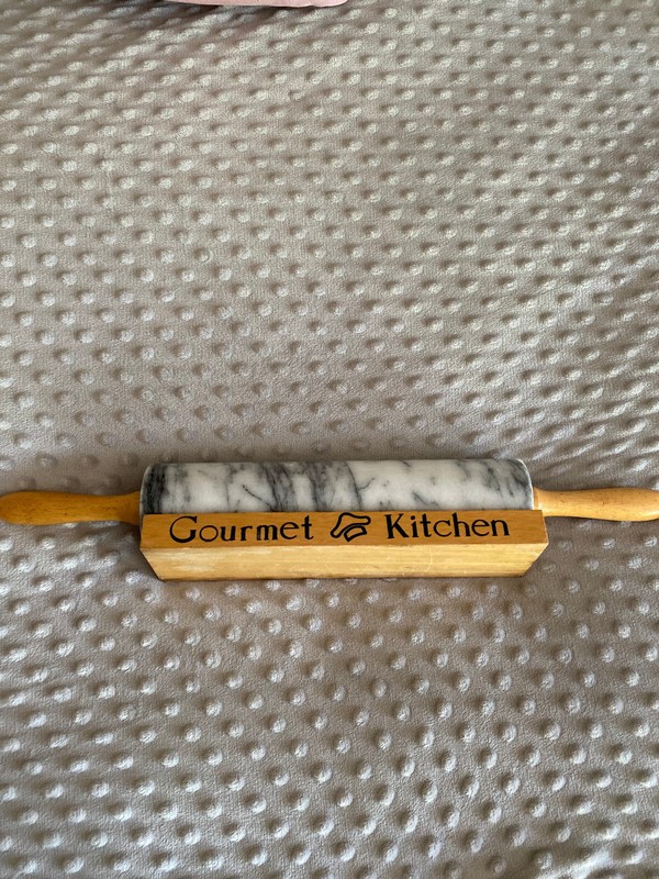 Gourmet Kitchen Himark Solid Marble Pastry Dough Baking Rolling Pin w Stand