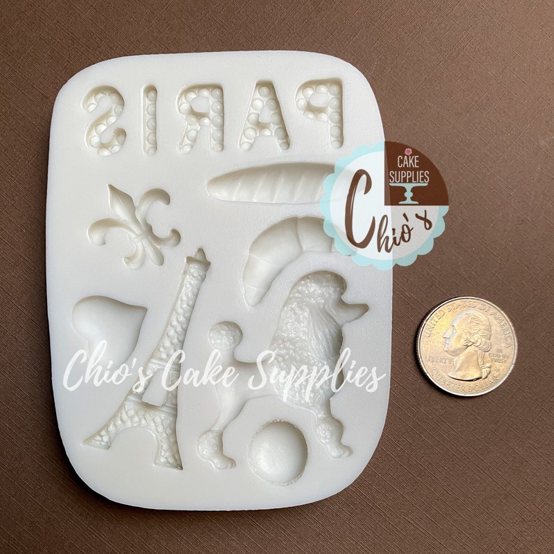 Paris themed Silicone Mold, 11 cavities. Eiffel Tower silicone mold gallery