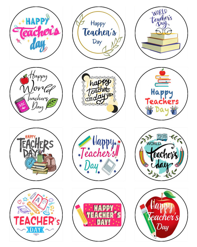 Teachers Day Cupcake Toppers Edible Icing Cake Teachers Decorations (2 Sizes)
