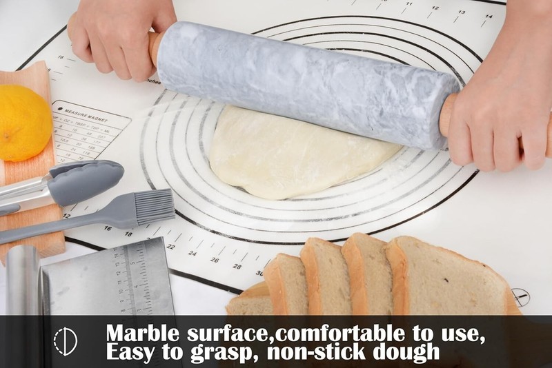 Handcrafted Marble 18.5" Rolling Pin Set with Non-Stick Finish & Accessories gallery