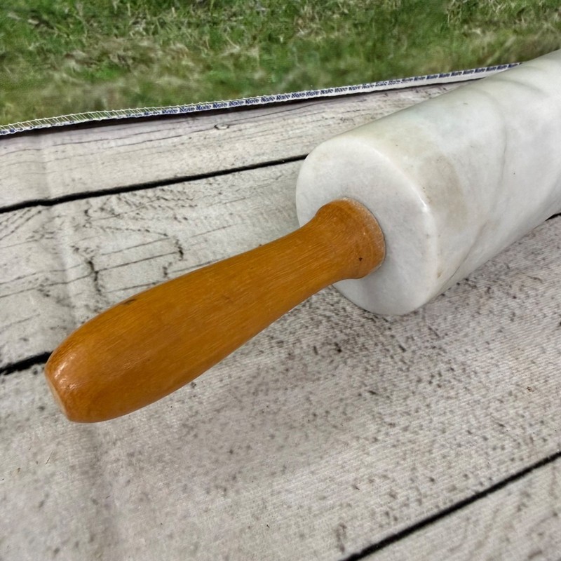 Rolling Pin marble Wooden Handles 18" Length Smooth Surface For Dough Rolling gallery