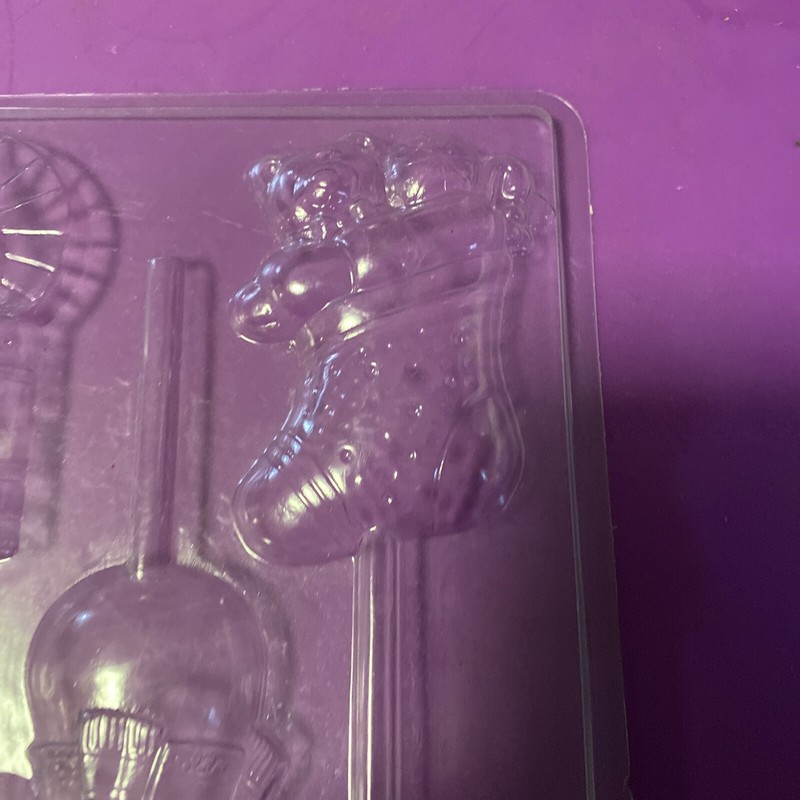 Vintage Candy Santa Claus, Snowman Etc Mold Christmas Candy Sucker Lollipop 1983 gallery