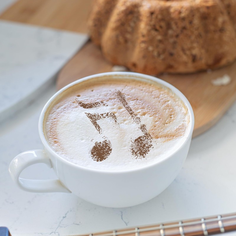 14 Pcs Coffee Stencils for Cookies Baking Notes Music Melody Templates gallery