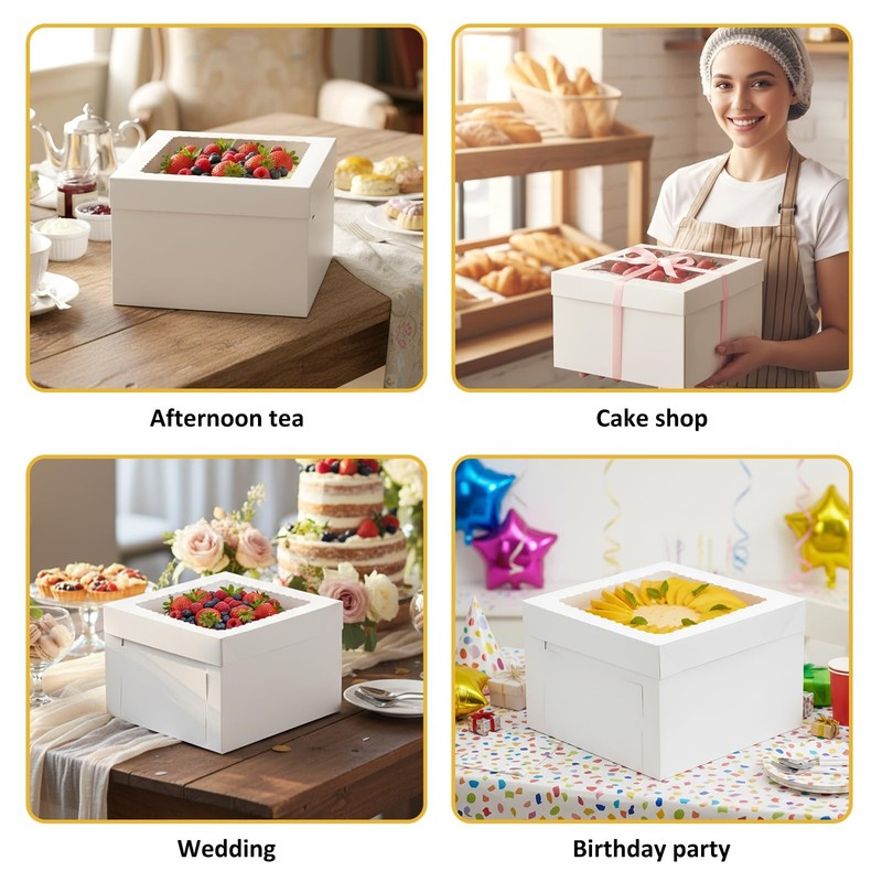 48pcs Cake Boxes 12x12x8 Inch with Cake Boards (24 Boxes & 24 Boards), Cake C... gallery