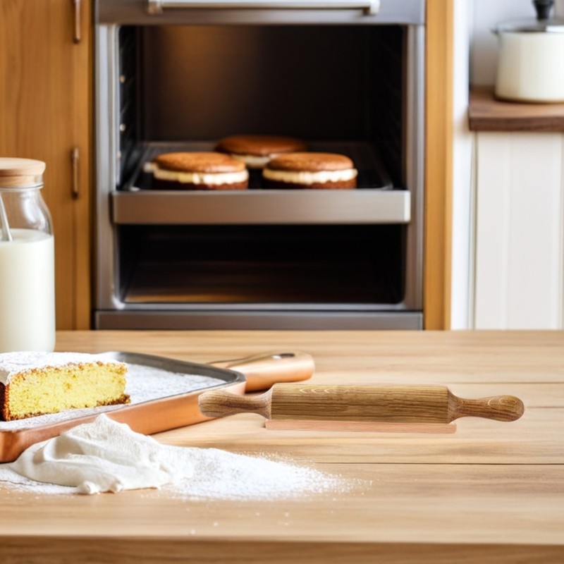 2Pcs Rolling Pin Organizer Rack Wood Cradle for Pizza Roller and Kitchen Tools gallery