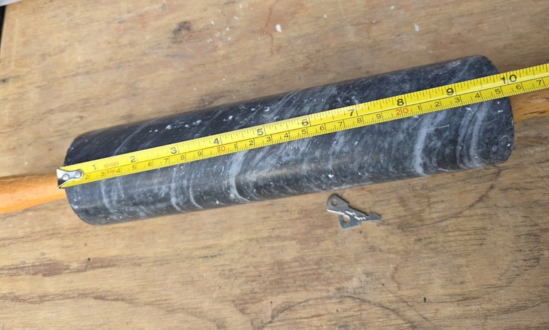 Vintage Kitchen Black Marble Rolling Pin with Oak Handles gallery