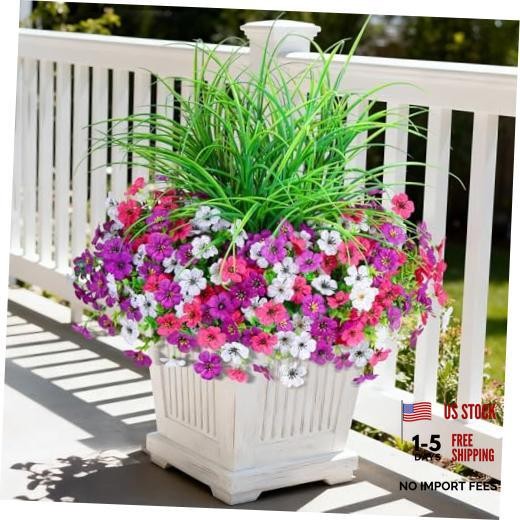 Artificial Flowers for Outdoors UV Resistant, 14 Light Purple Rose Red White