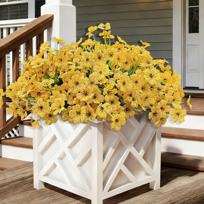 Satefello 20 Bundles Artificial Flowers For Outdoors Uv Resistant Fake Flower