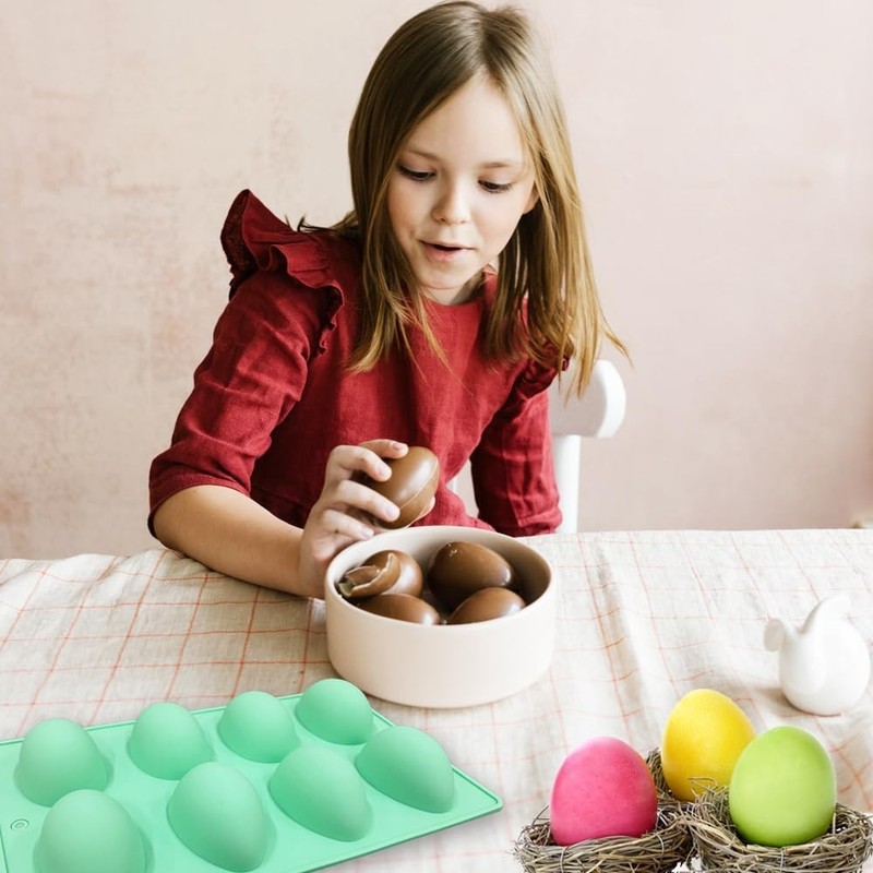 3 Pack 3D Easter Egg Silicone Molds, 8 Cavity Egg Shape Non-stick Baking Mold... gallery