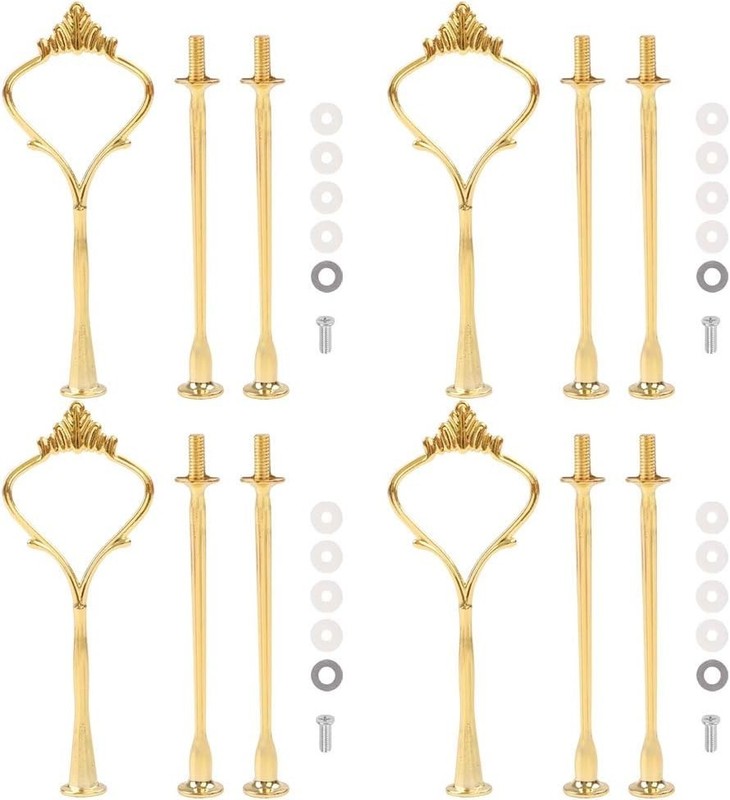 Sturdy & Reusable 3 Tier Cake Stand - 4 Sets with Crown and Sunflower Patterns gallery