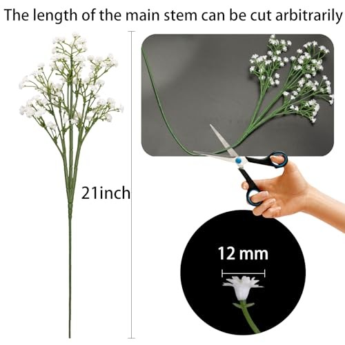 6-Pcs 21” Secure-Stem Realistic Artificial White Babys Breath (Gypsophila) gallery