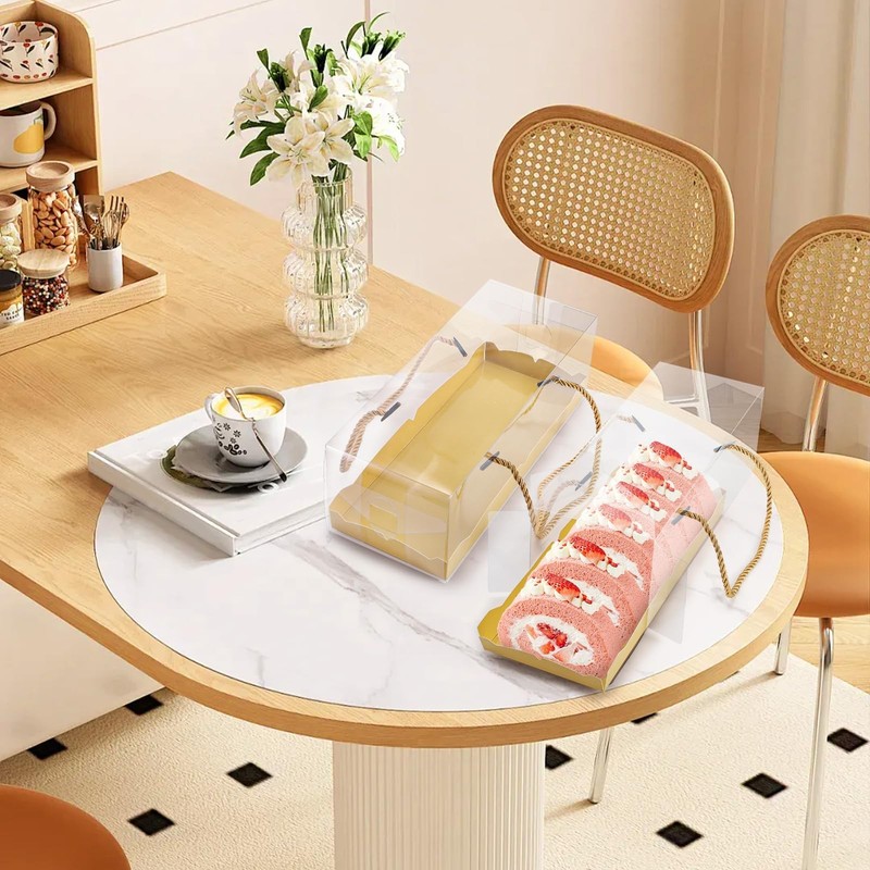 20 Pack Clear Roll Cake Boxes with Portable Handles, Rectangle Bakery Cake Bo... gallery