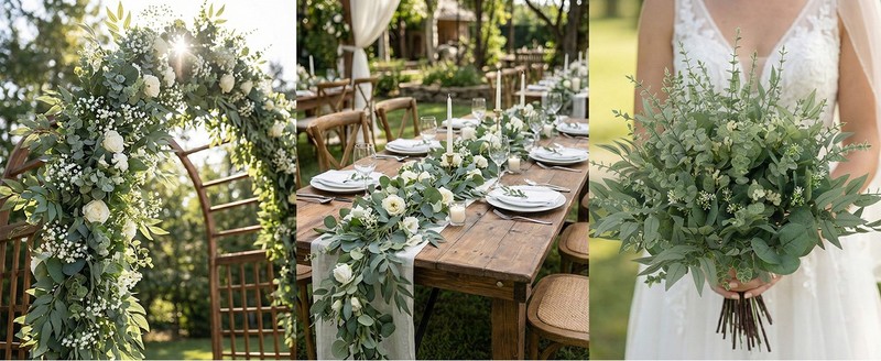 130 Pcs Artificial Mixed Eucalyptus Stems Bulk, 5 Kinds of Faux gallery