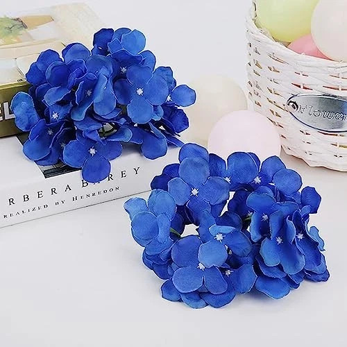 Silk Hydrangea Heads 30 Pcs Artificial Flowers Only Heads No Stems Dark Blue gallery