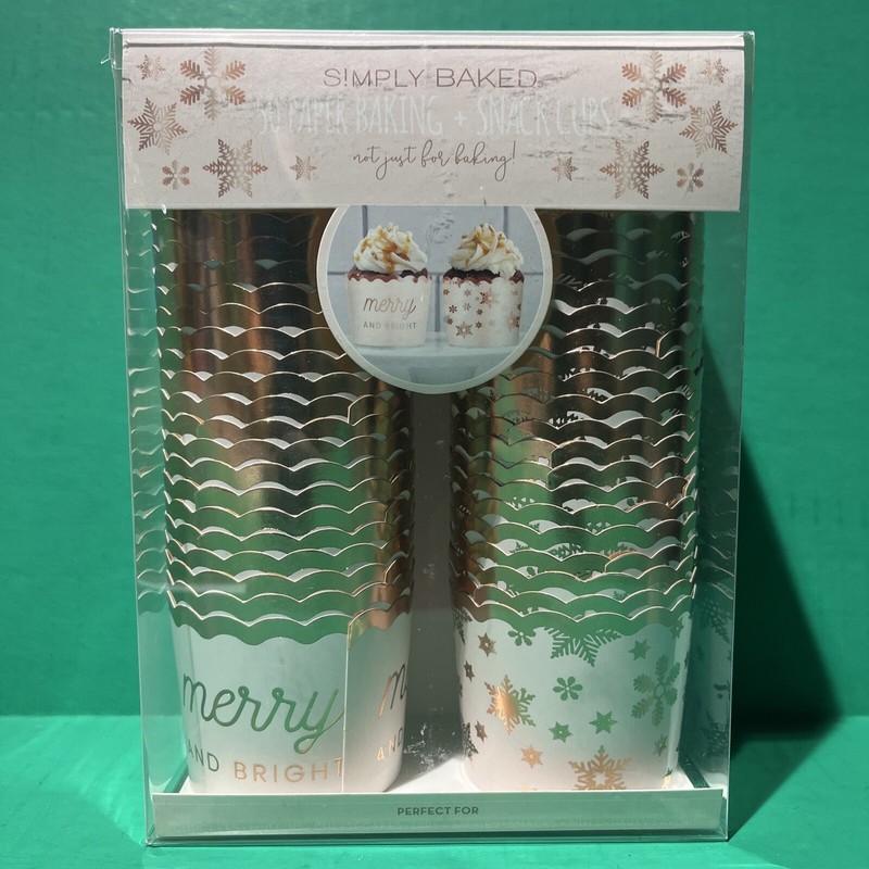 Simply Baked 50 Paper Baking + Snack Cups Christmas Merry and Bright New gallery