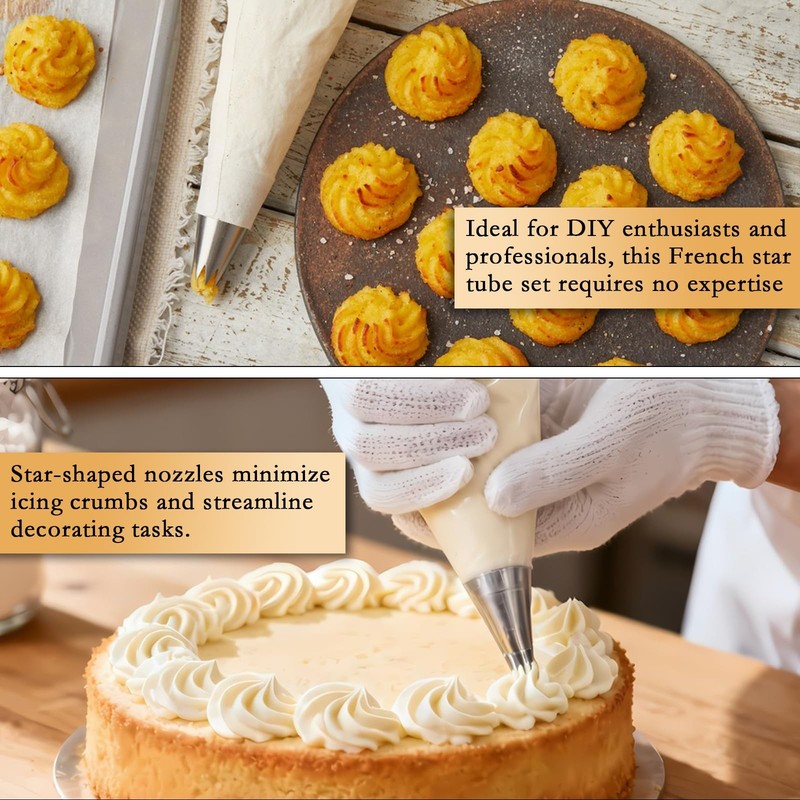 10 PCS Stainless Steel Small Star Piping Tip Set French Open Star Cupcake gallery