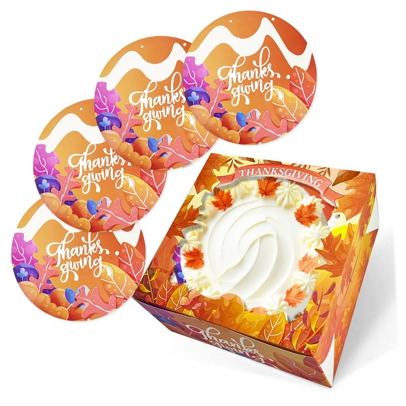 Thanksgiving 36pcs 8x8x5 inches Cake Boxes with Window 18-Packs 8 Inch Bakery…