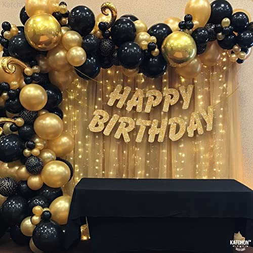, Glitter Gold Happy Birthday Banner - 10 Feet | Gold Birthday Banner for gallery