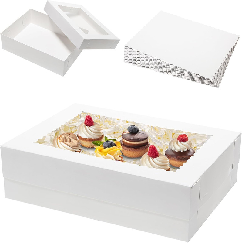 10Pcs 14X10X4 Quarter Sheet Cake Boxes with 10 Pcs Cake Boards - Rectangle Baker gallery