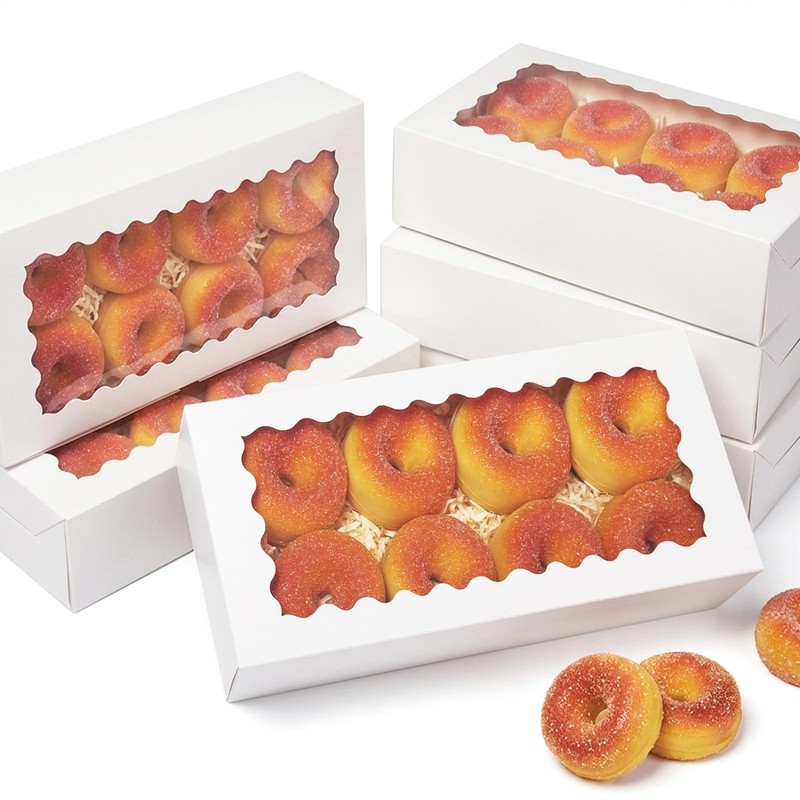 Auto-pop up Cookie Box with Window 12×5.5×2.5 Inch White 50Pcs Pastry Macaron…