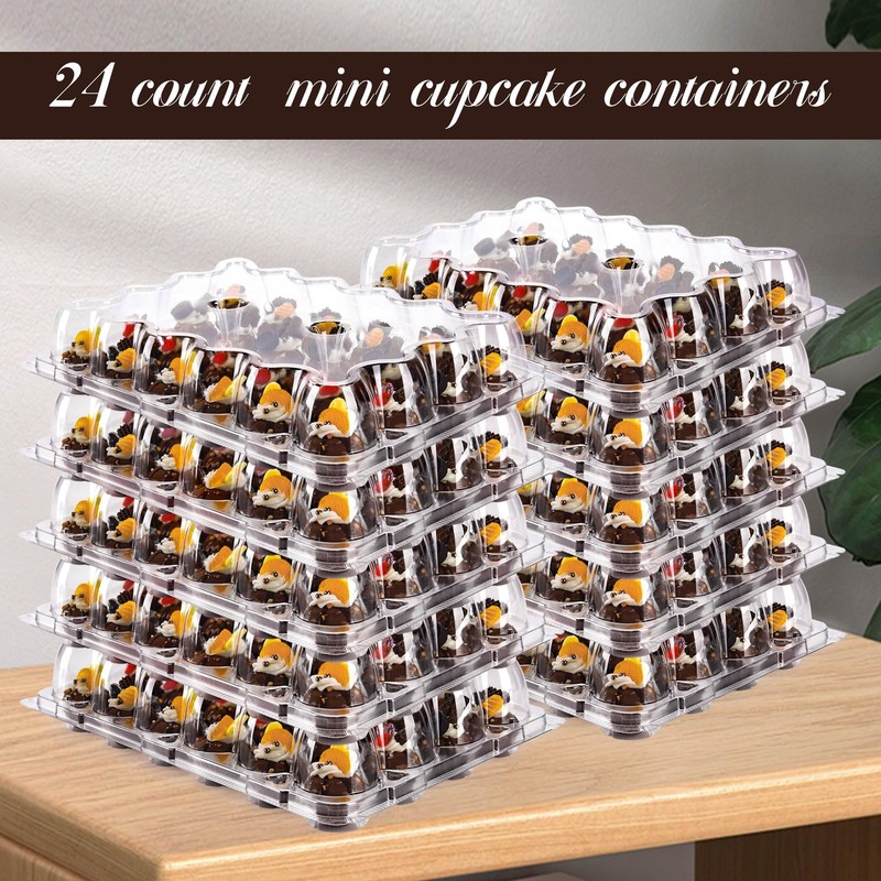 24 Count Mini Cupcake Containers 15 Pack Cupcake Holder with Detachable Tall ... gallery
