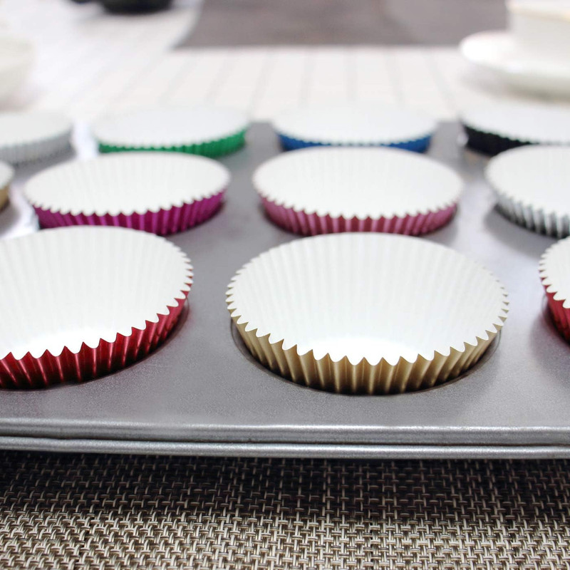 Gold Foil Cupcake Case Liners Wrappers Baking Muffin Paper Cups 200 Pcs gallery