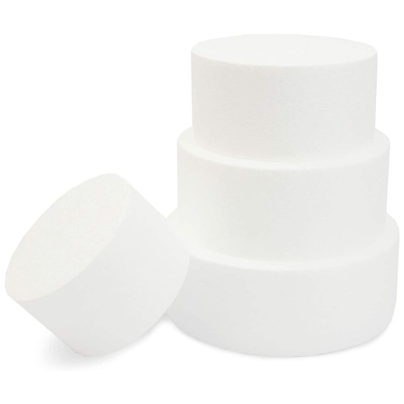 Foam Cake Rounds 4-Tier Dummy Set 5/6/7/8 Inch White Decorating
